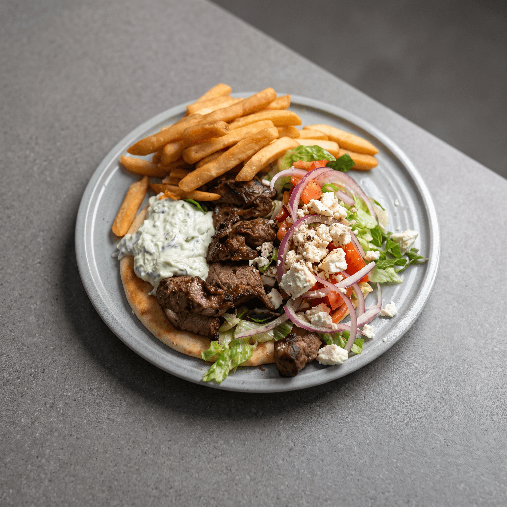 Lamb souvlaki sandwich 