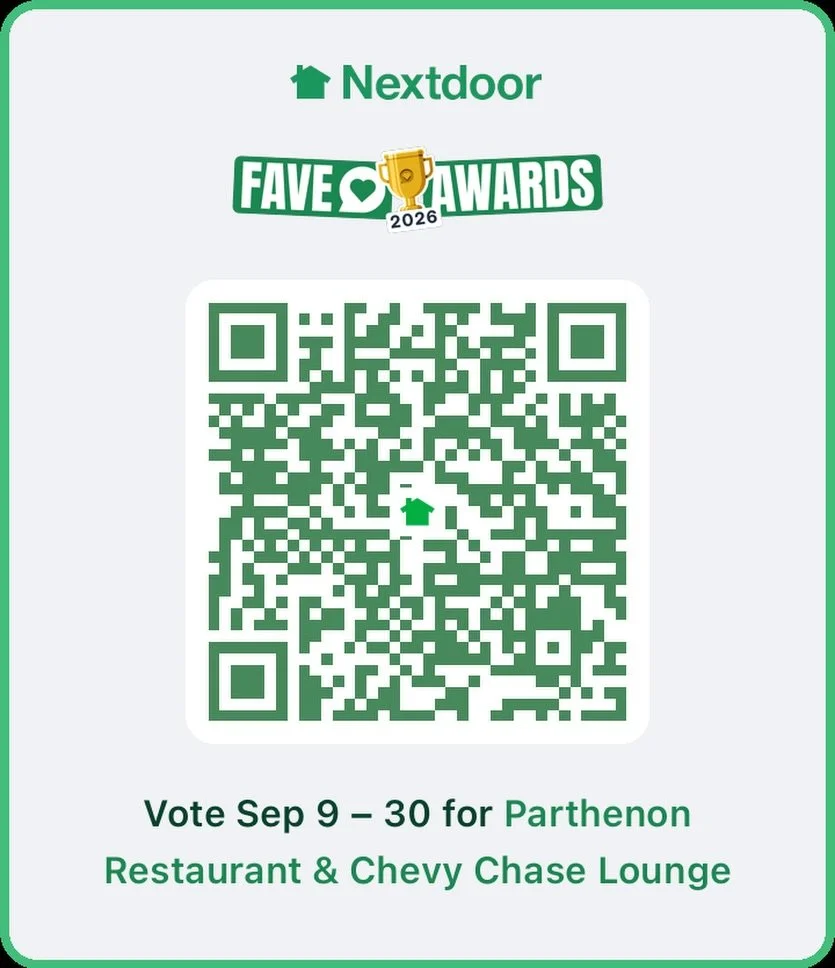 🏆 WE&rsquo;RE UP FOR A 2026 NEXTDOOR FAVE AWARD!
If Parthenon Greek Restaurant &amp; Chevy Chase Lounge has earned your support, we&rsquo;d be grateful for your vote. 🇬🇷💙
Help your neighborhood favorite become a 2026 Nextdoor Fave!
[ VOTE FOR US 