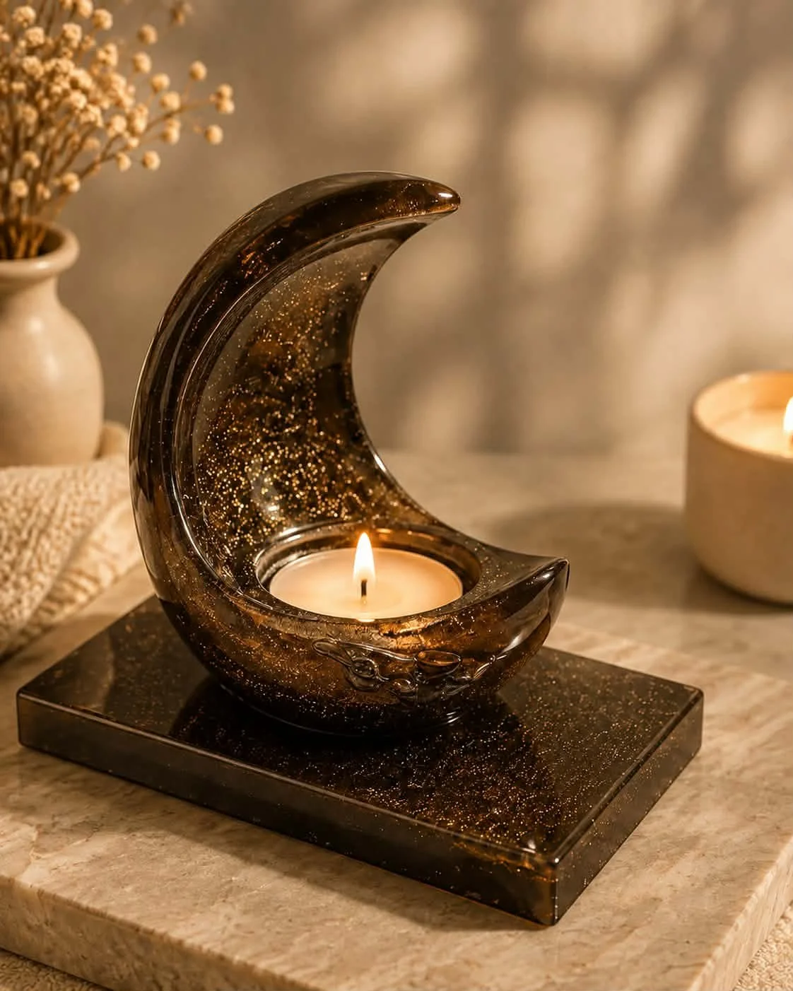 Midnight Crescent Tealight Holder