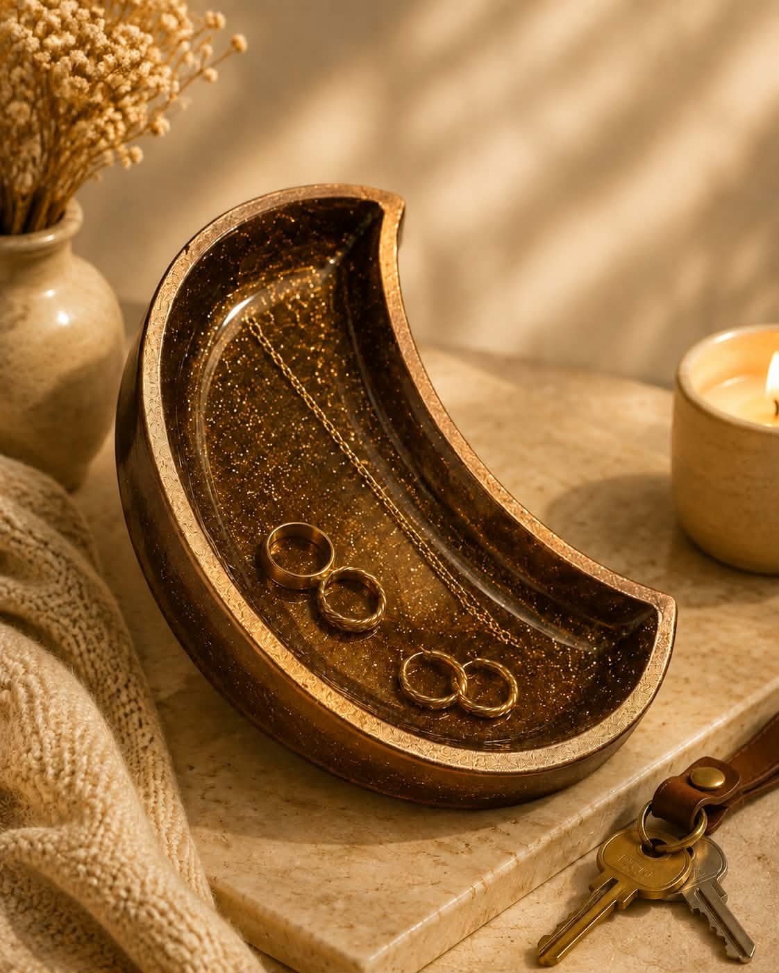 Celestial Moon Resin Catchall Tray