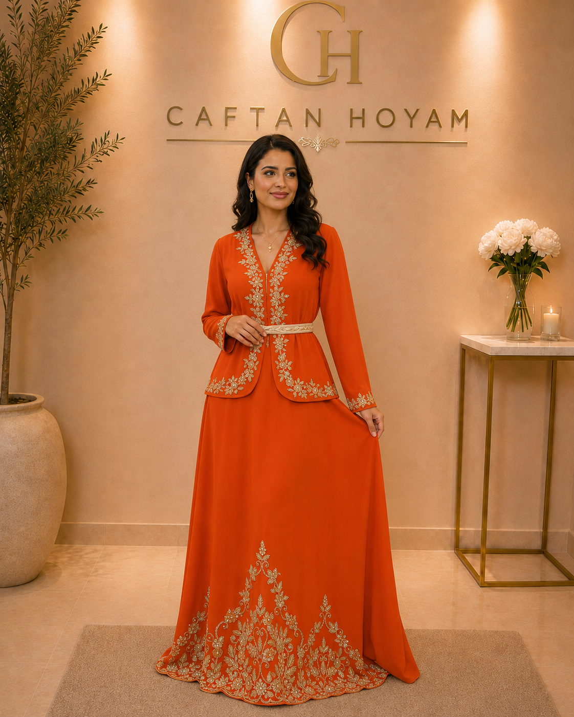 Burnt Orange Elegance Caftan