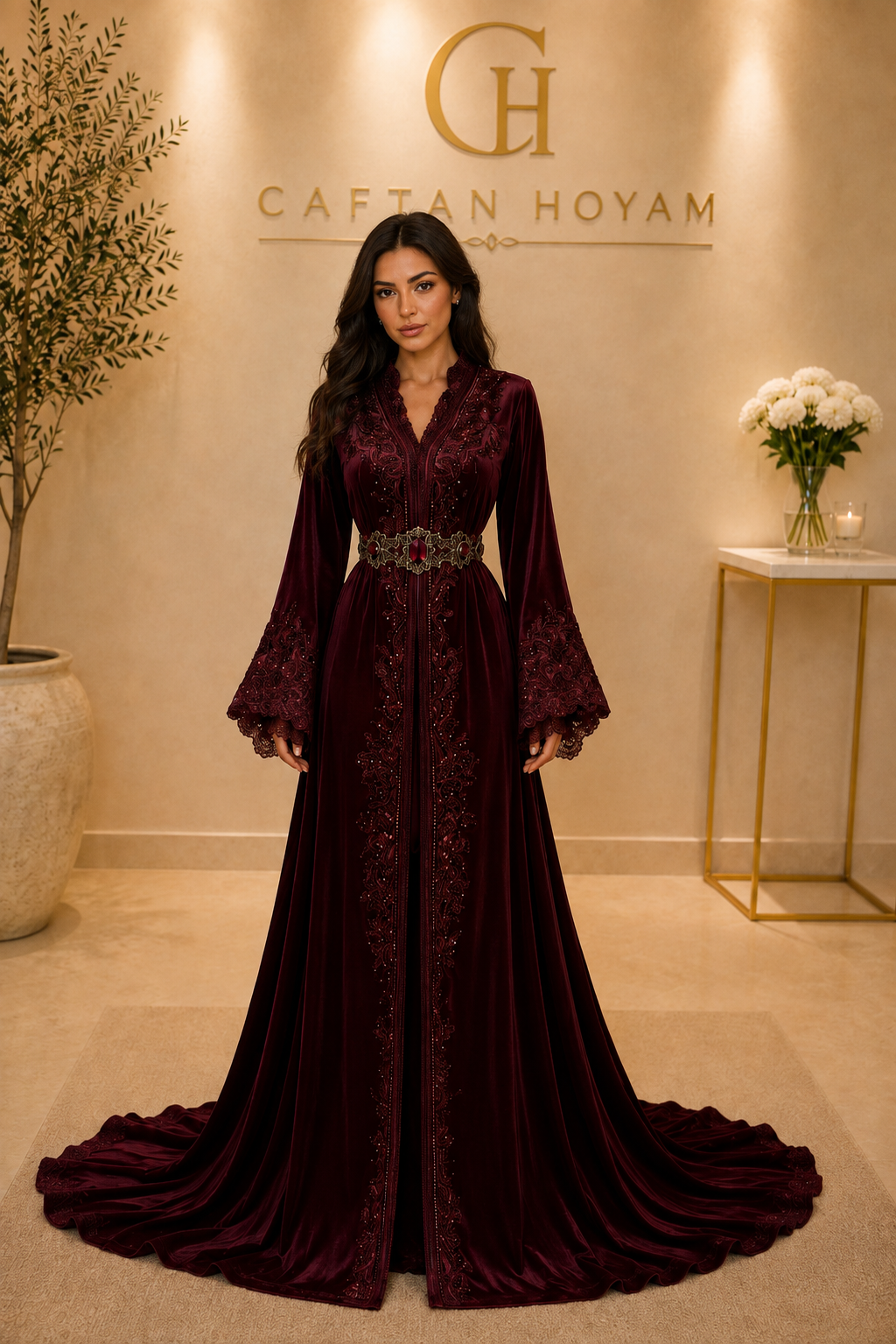Burgundy Velvet Caftan