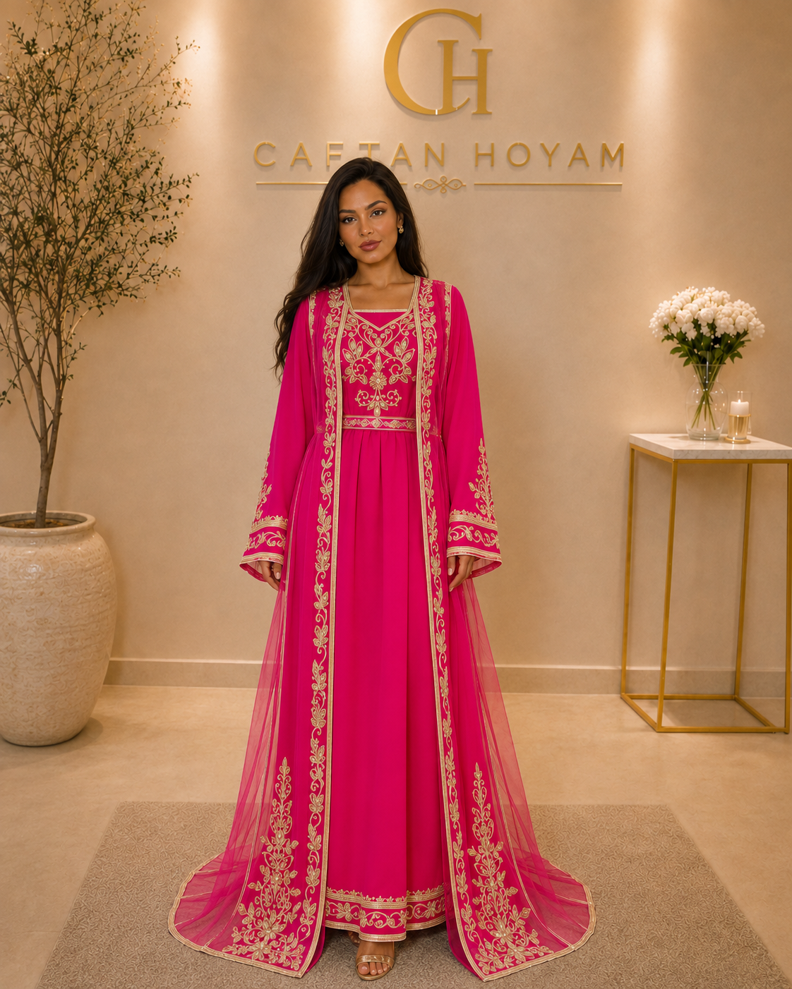 Fuchsia Gold Caftan