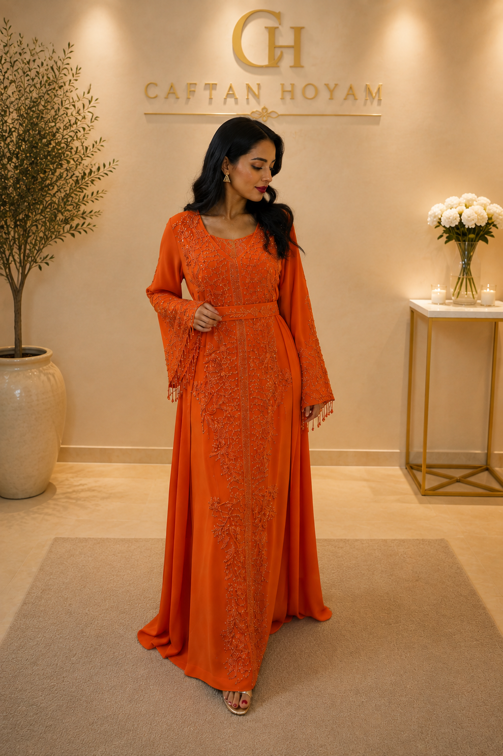 Royal Orange Moroccan Caftan