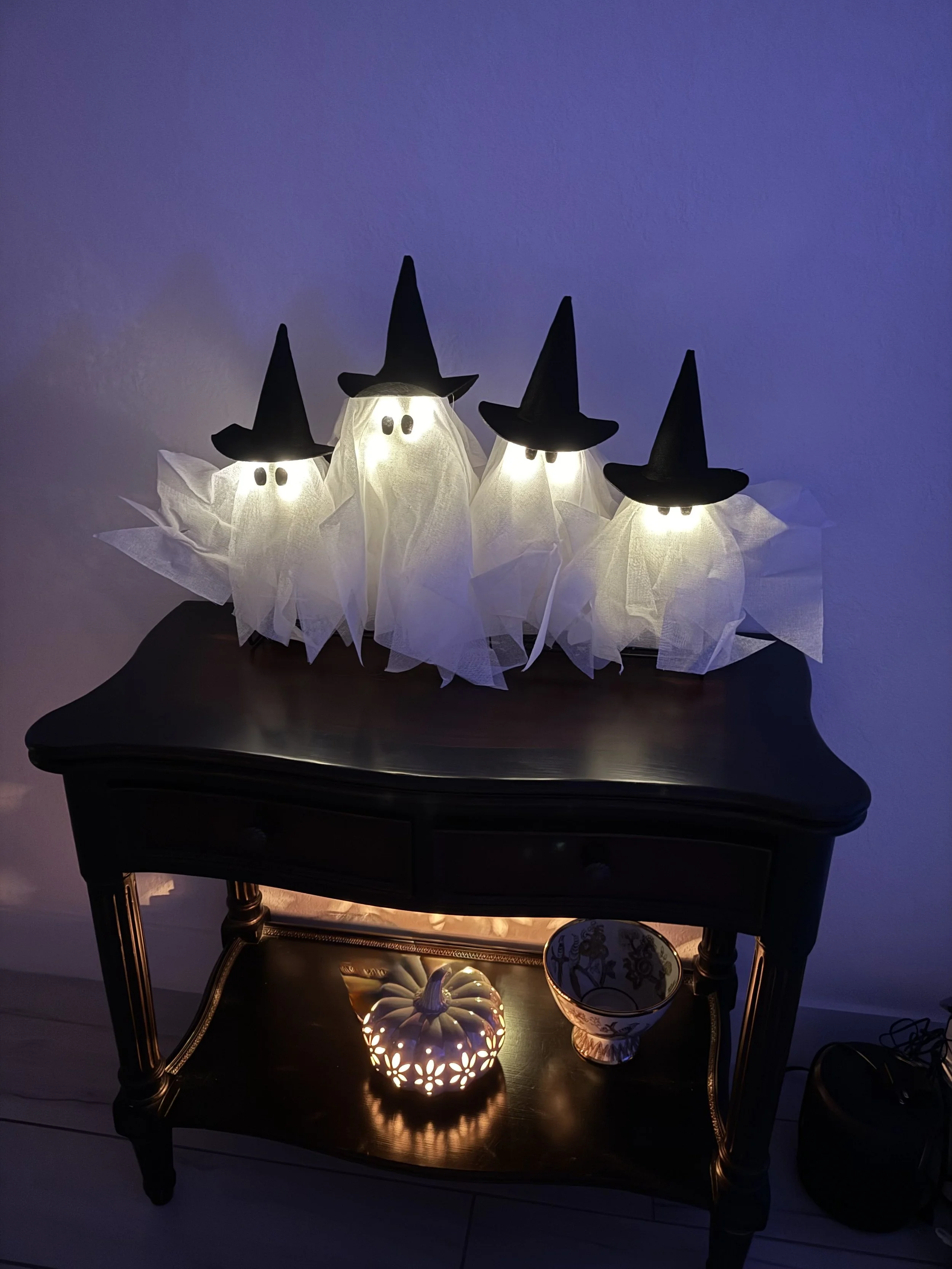 Pottery Barn Lit Ghosts Centerpiece
