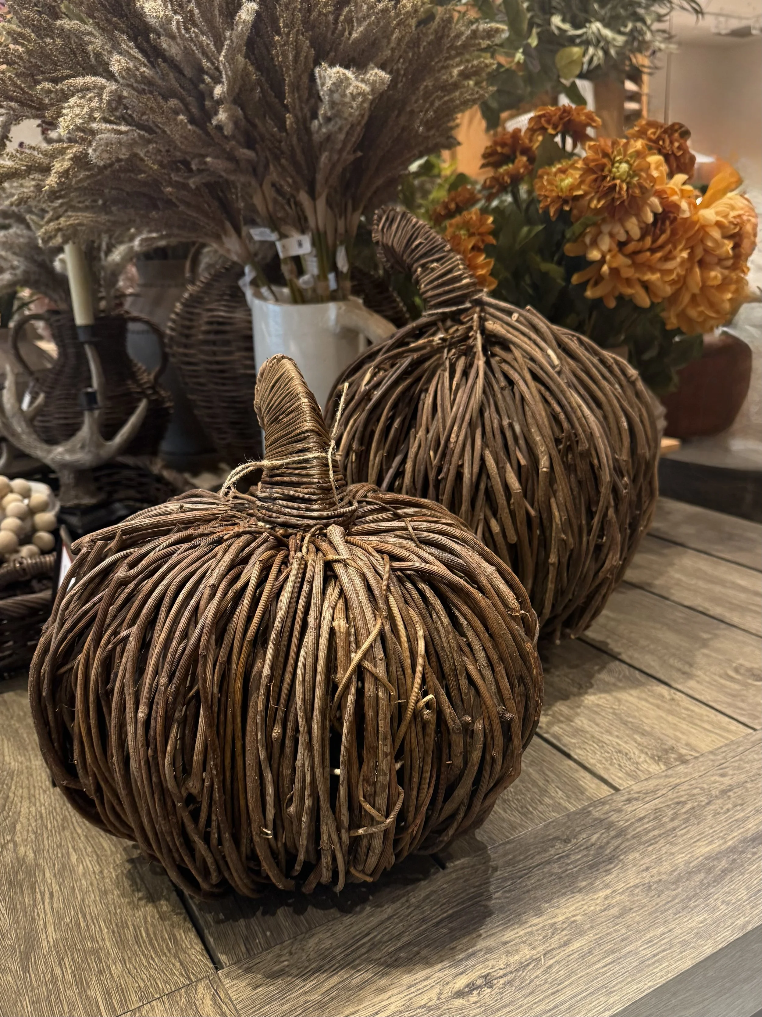 Pottery Barn Woven Vine Pumpkins