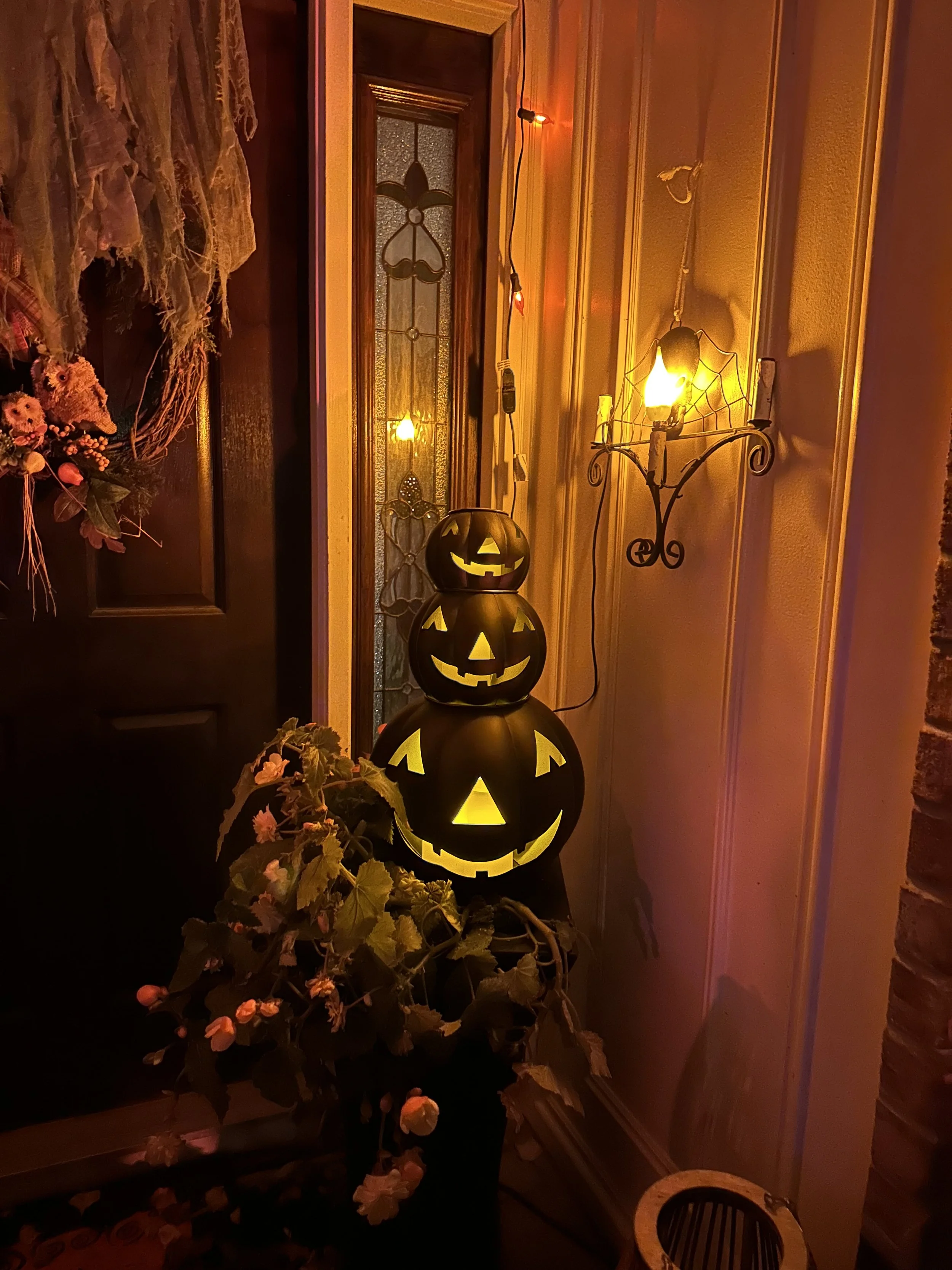 Pottery Barn Lit Stacked Hammered Jack O'Lantern
