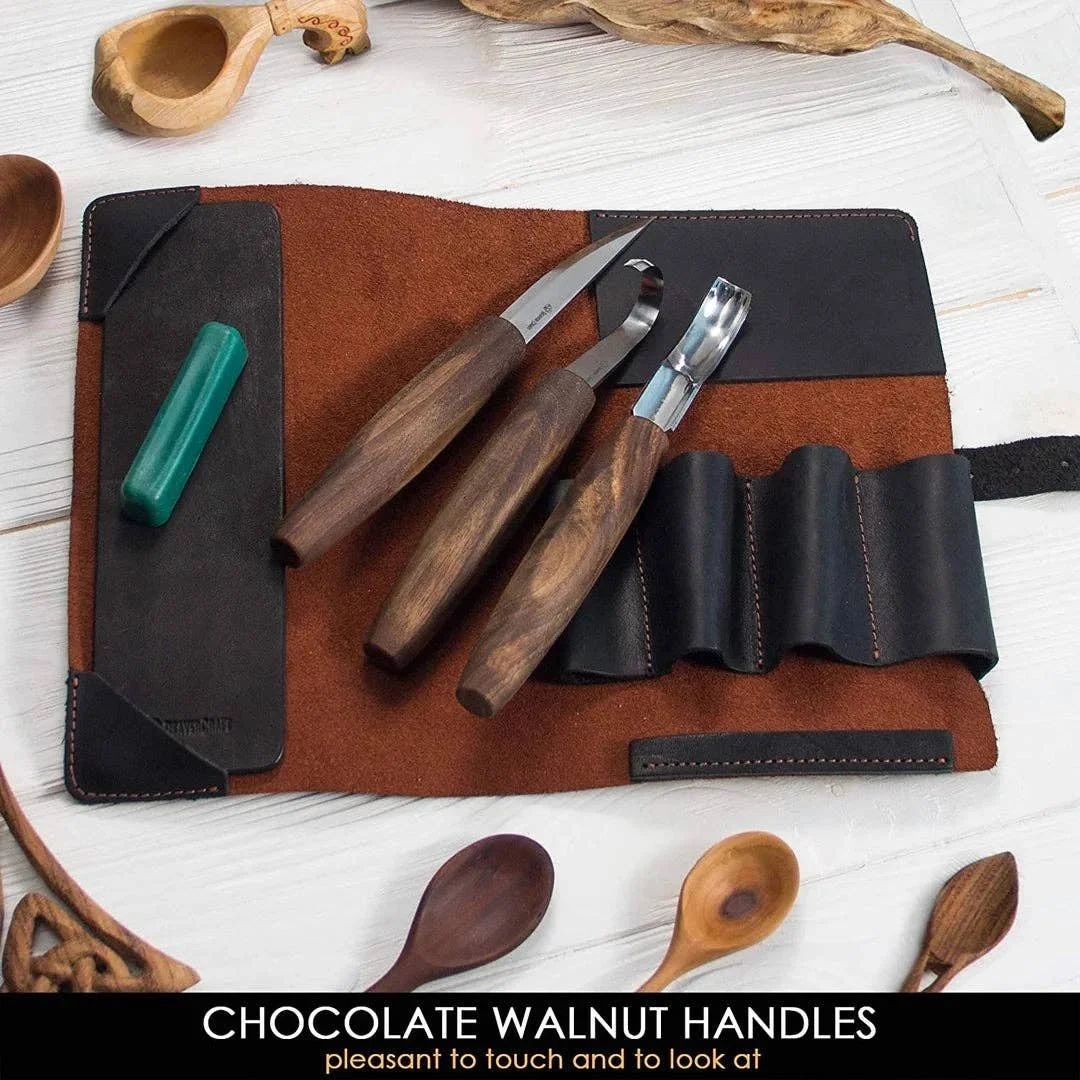 S14X - Premium Spoon Carving Set with Walnut Handles