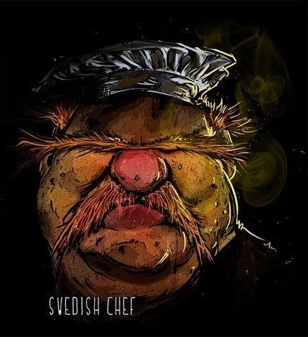 Cartoon portrait of a bearded man with a chef's hat and a mustache, labeled "Swedish Chef."
