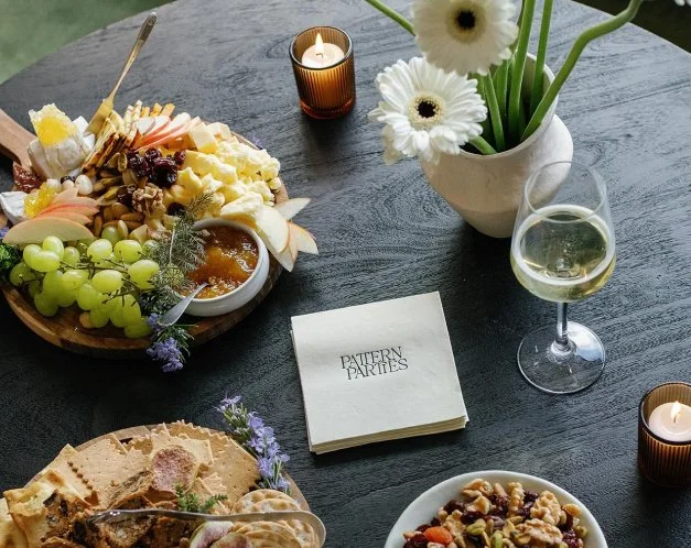 Tablescape with branded napkins for Pattern Parties