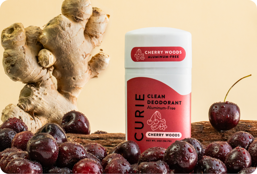 Curie cherry woods deodorant styled shoot