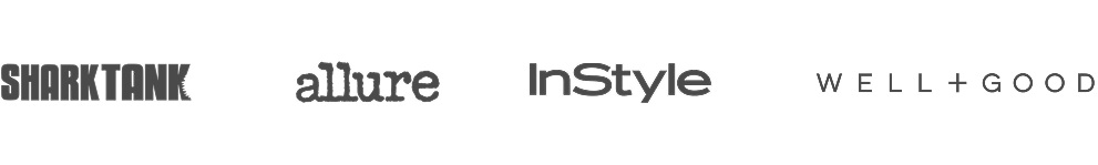 Featured in logos including Shark Tank, Allure, InStyle, and Well+Good