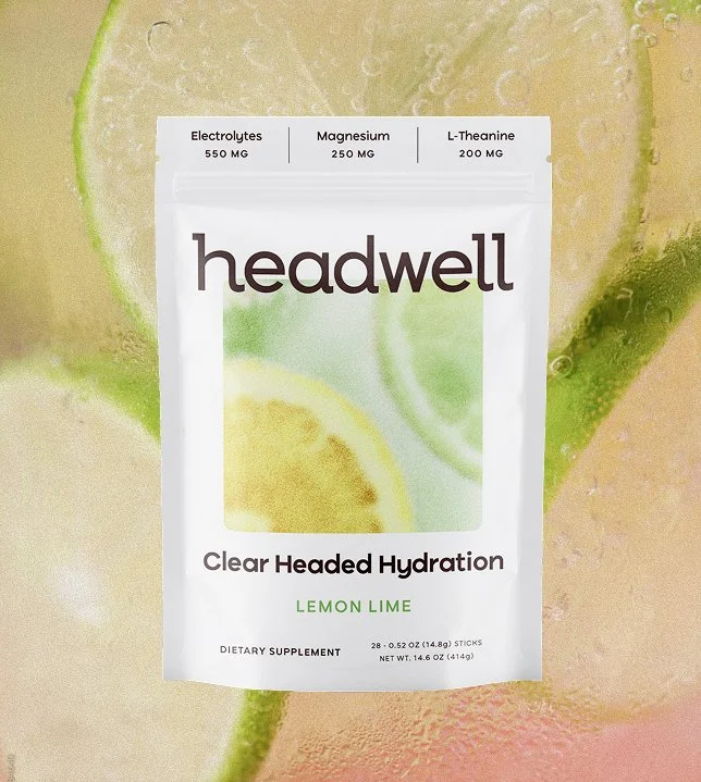 Headwell lemon lime clear headed hydration packaging