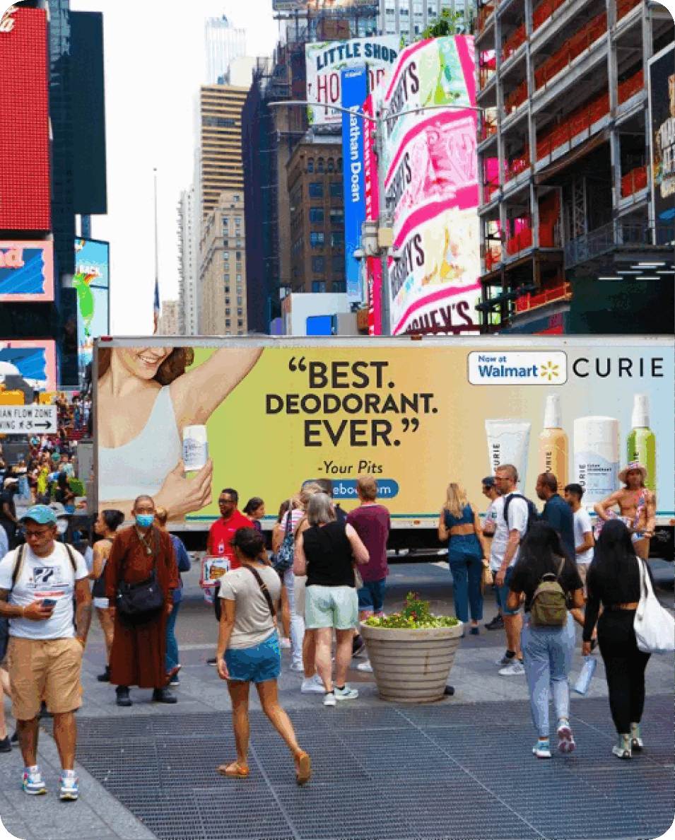 Curie vehicle advertisement in Times Square