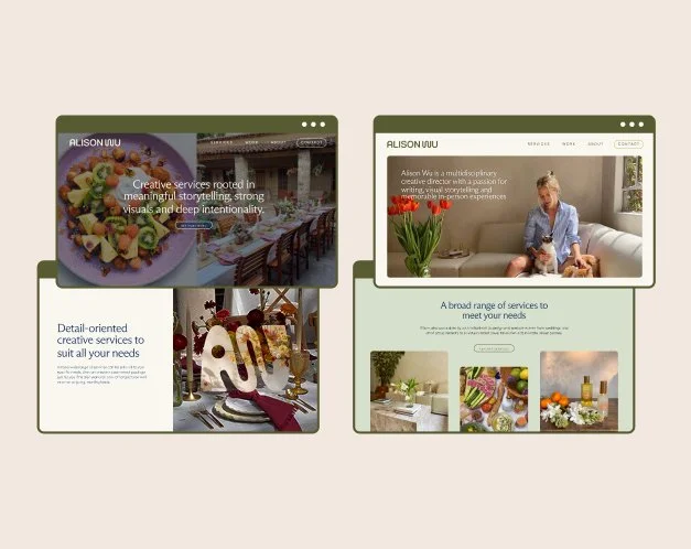 Website design mockups for creative consultant, Alison Wu