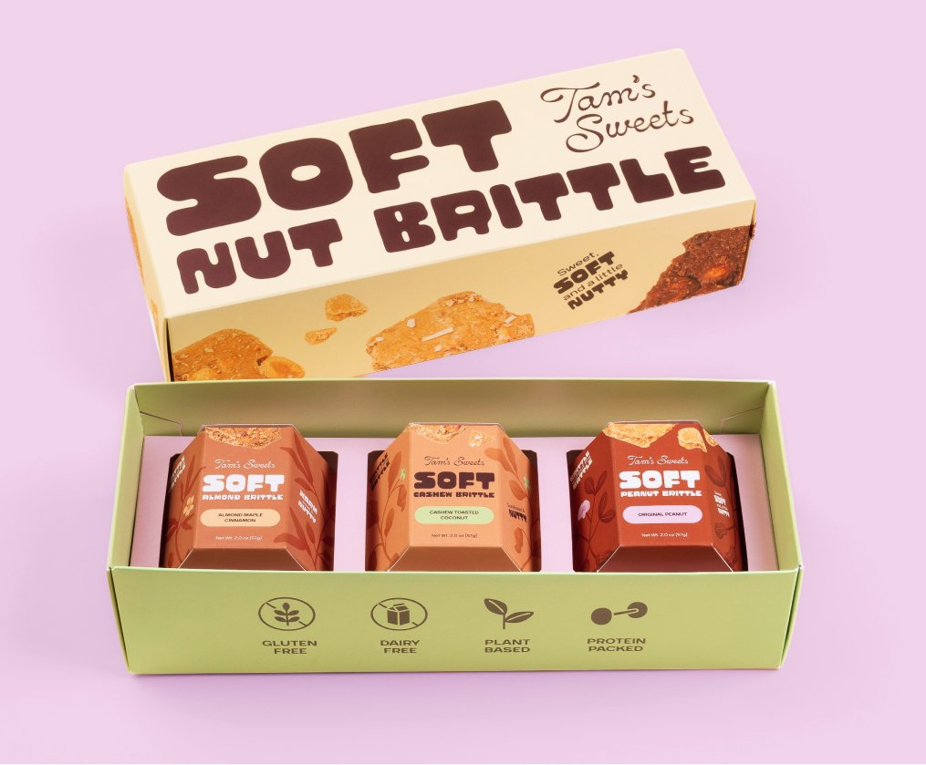 Food and beverage packaging design for Tam's Sweets