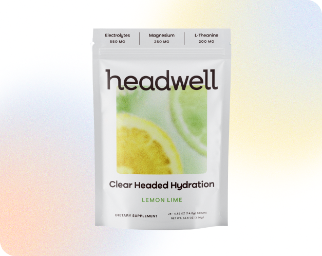 Food and beverage packaging design for Headwell clear headed hydration