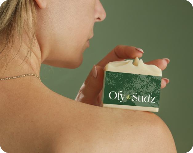 Oly Sudz personal care brand packaging and brand design