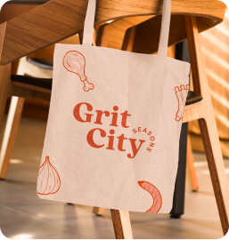 Grit City custom branded tote bag