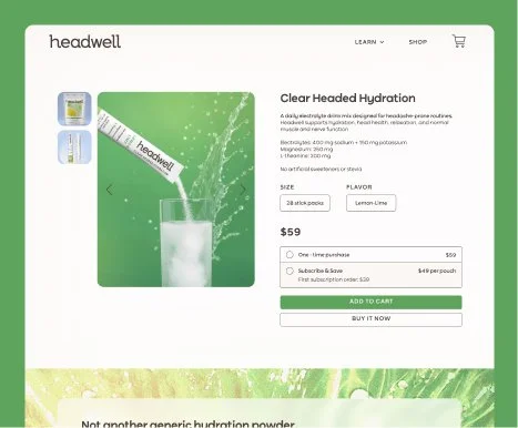 Shopify website design for Headwell