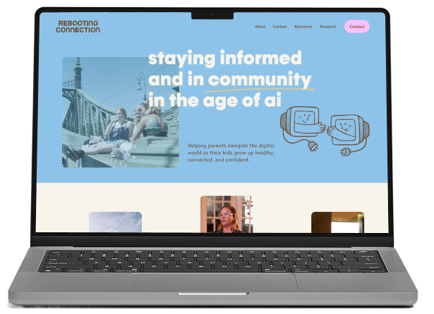 Website mockup for Rebooting Connection