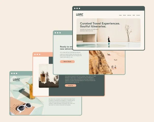 Branded website mockups for local travel agency