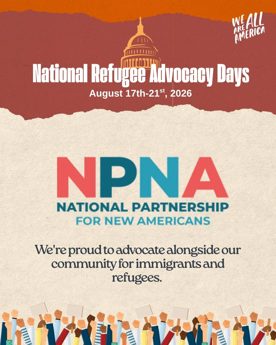The IWNJC is proud to stand with immigrants and refugees at @weareallamerica&rsquo;s National Refugee Advocacy Days. This week we're urging Congress to restore refugee admissions, defend asylum, protect TPS, and end travel bans.