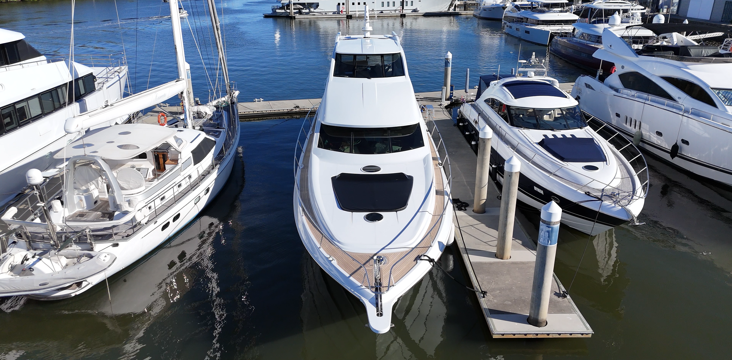 Luxury yachts berthed at Gold Coast City Marina