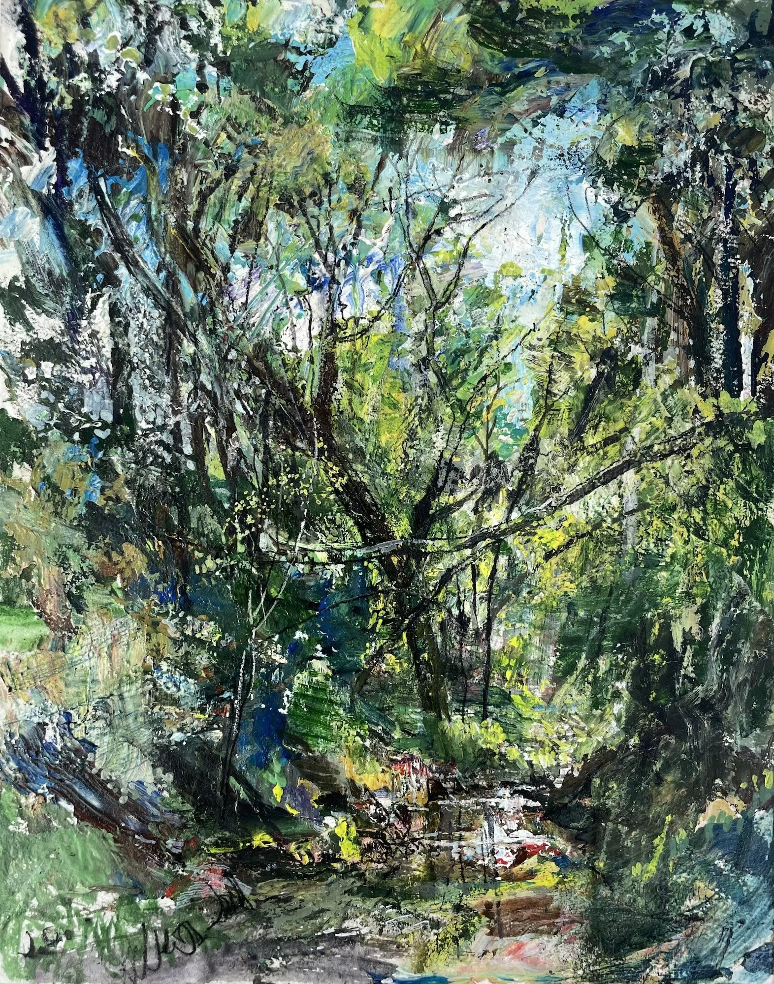 "The Creek from the Denson Bridge", 9x7