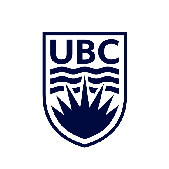 UBC logo in blue on a black background