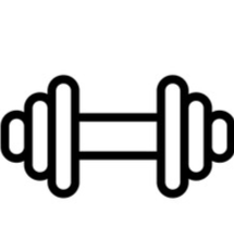 Outline of a dumbbell with weights on each end and a bar in the middle.