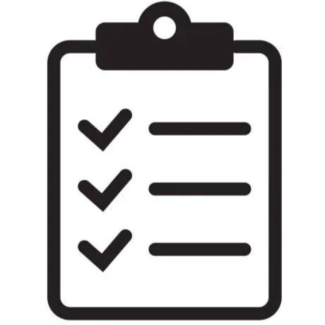 Icon of a checklist on a clipboard with three checked items.