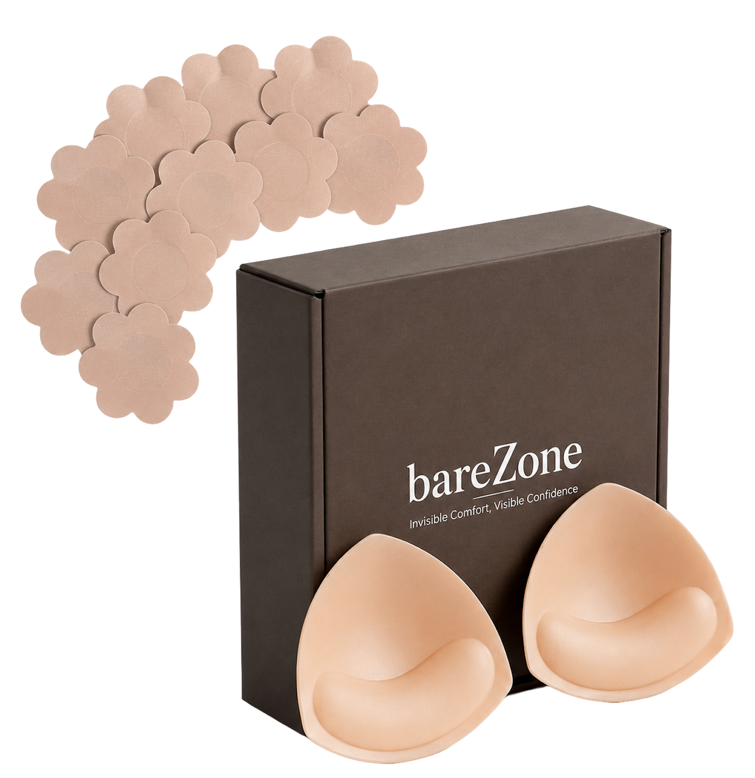 Double Sided Sticky Bra Inserts - Push Up Bra Pads, Invisible Lift Enhancers for Swimsuits, Bikini & Backless Dresses-Nude (Fits A-D Cups)