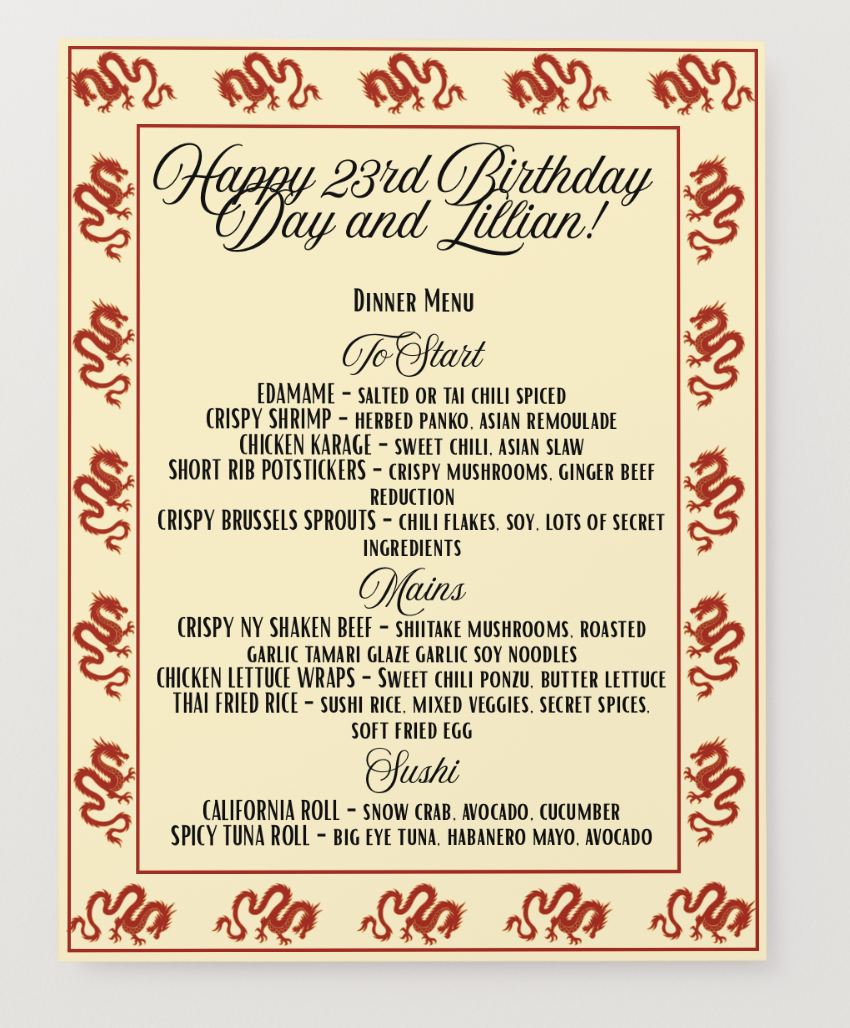 Custom Menu's