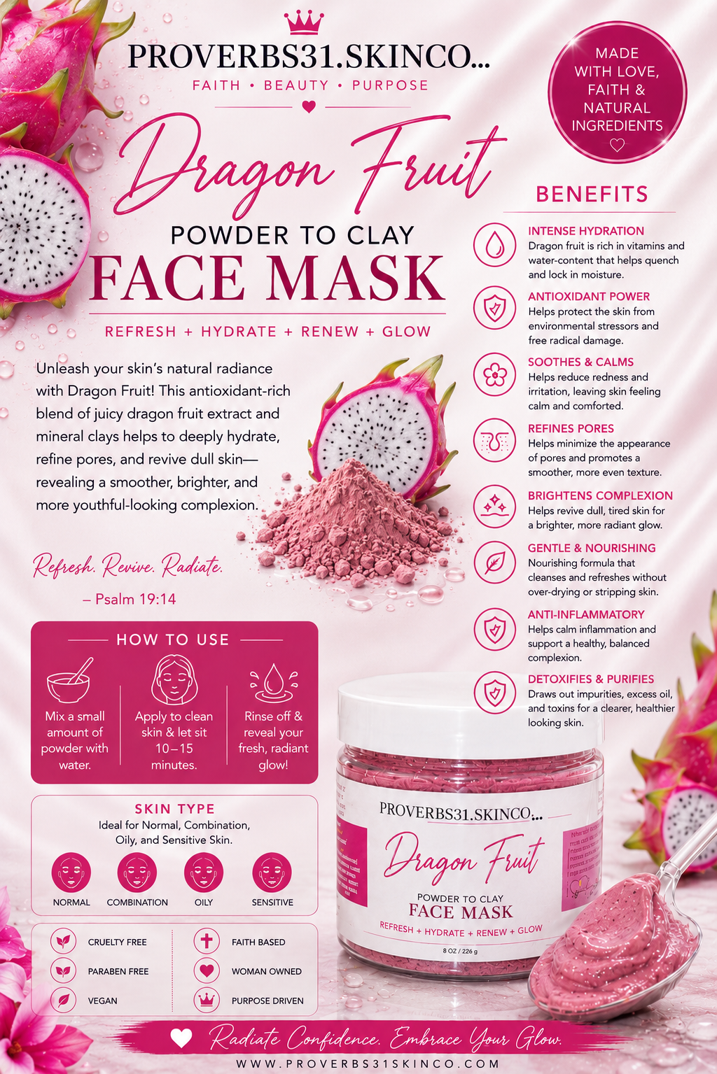 DRAGON FRUIT POWDER TO CLAY MASK