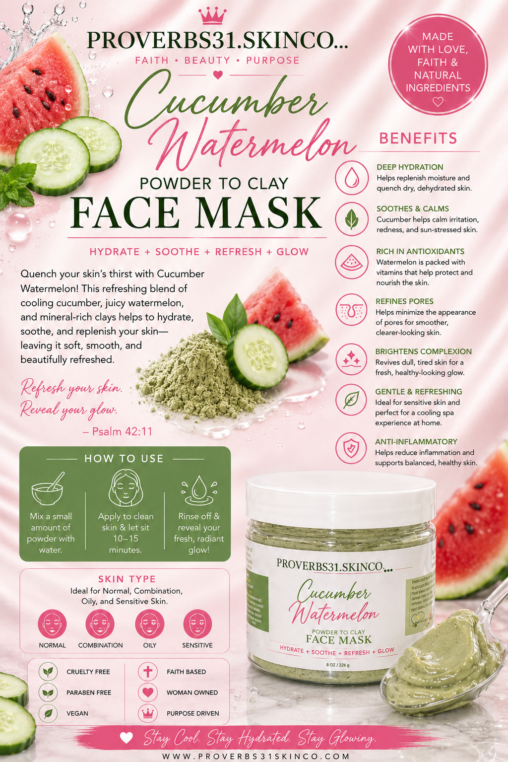 CUCUMBER WATERMELON POWDER TO CLAY MASK