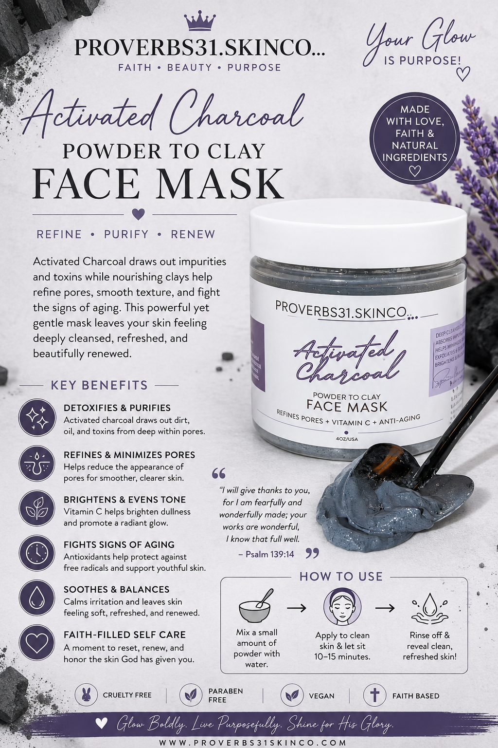 ACTIVATED CHARCOAL POWDER TO CLAY MASK