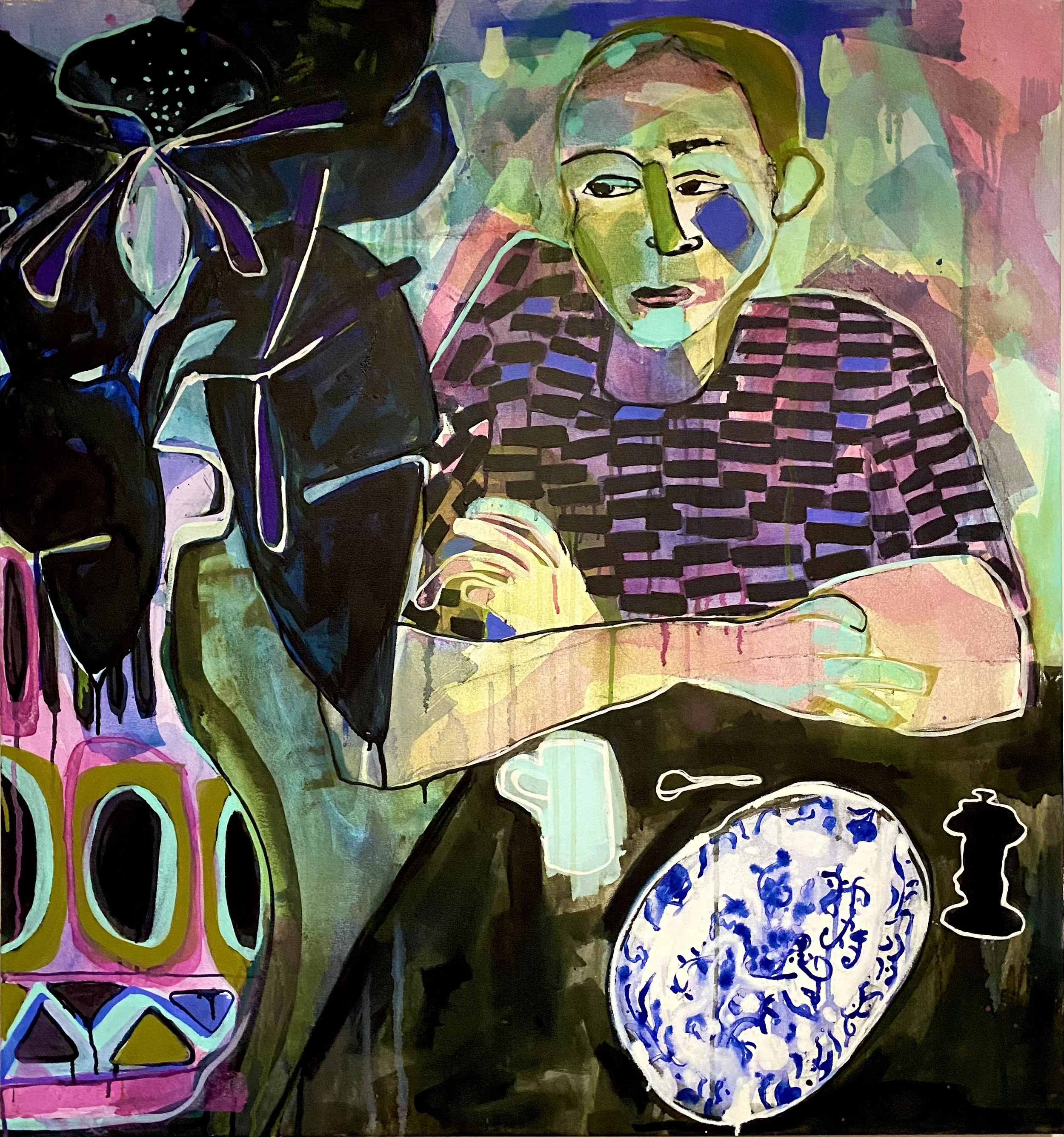 INTRIGUE. 900 x 1000. ACRYLIC & CHARCOAL ON CANVAS. CONTACT ARTIST
