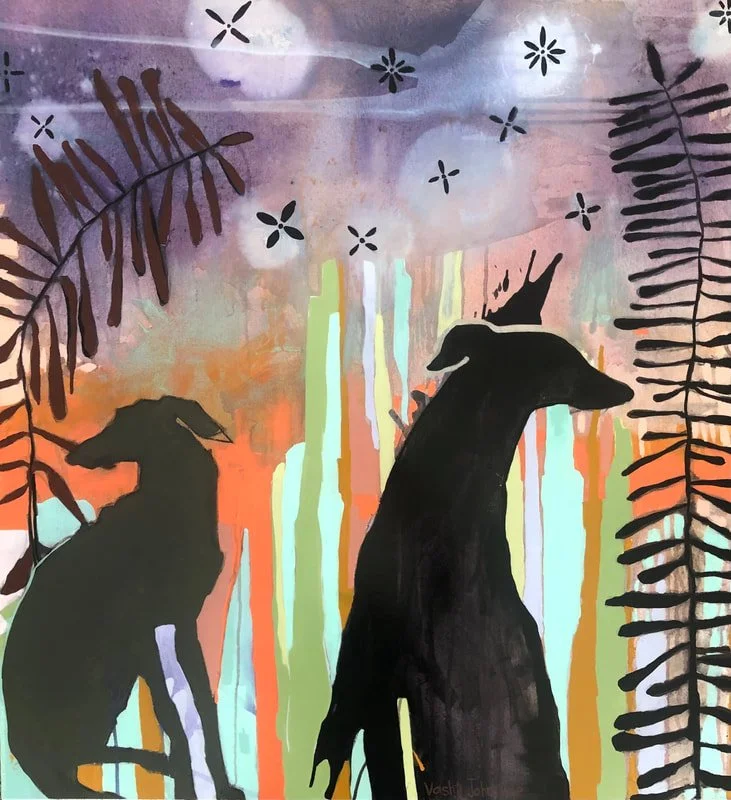KING DOG. 900 X 960. ACRYLIC & CHARCOAL ON CANVAS. AVAILABLE ARTBOX GALLERY.
