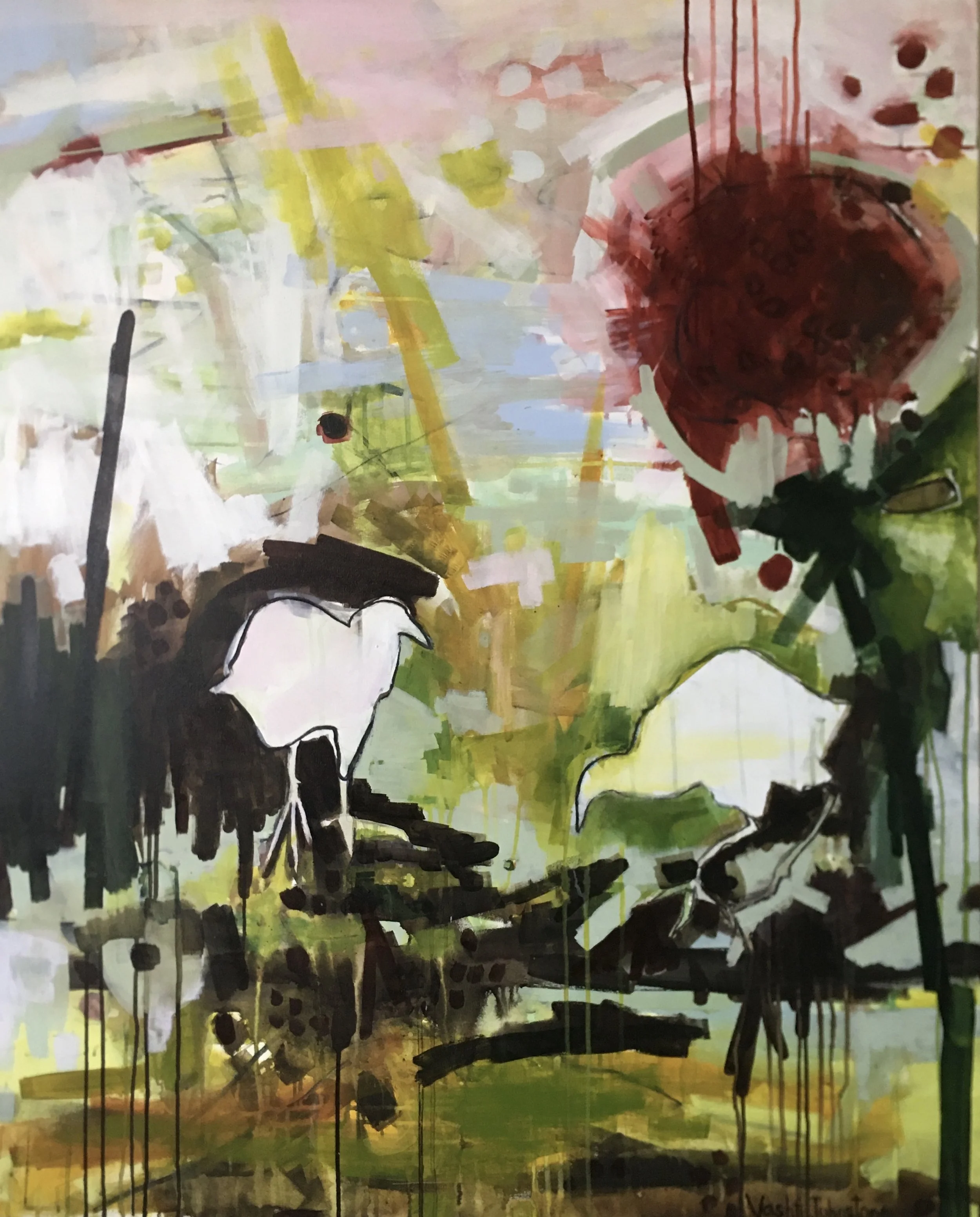 WEST WEKA. ACRYLIC & CHARCOAL ON CANVAS. AVAILABLE LEFT BANK ART GALLERY.