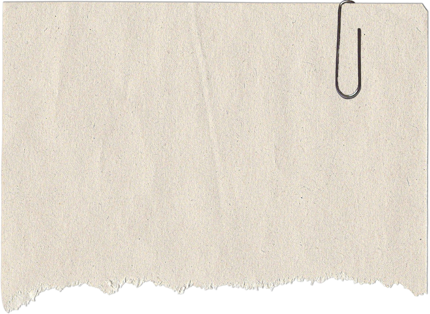 A close-up of a beige textured paper with a silver paperclip attached in the top right corner.