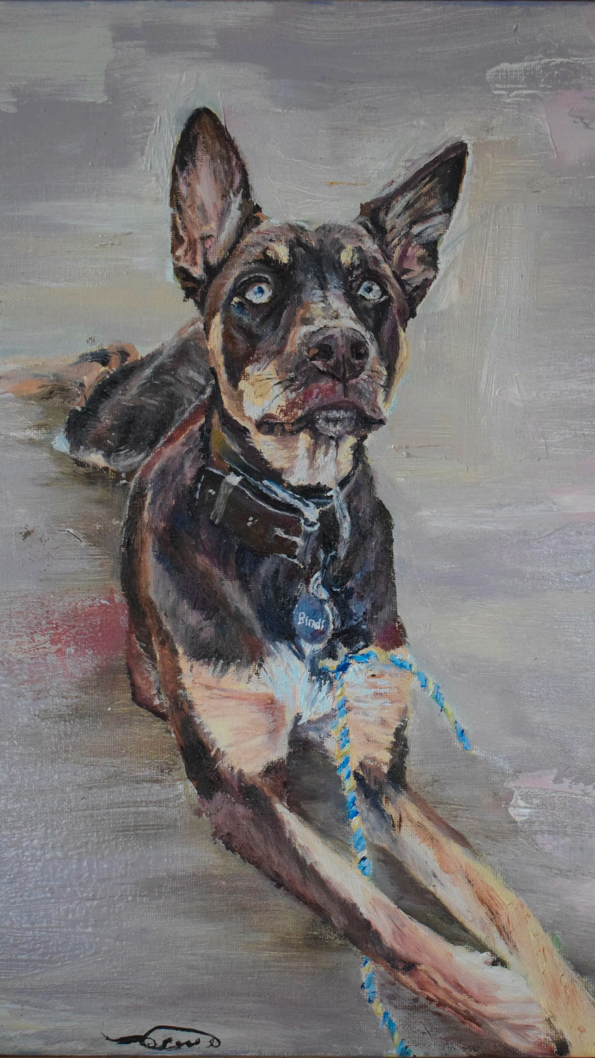 Oil painting of a family pet