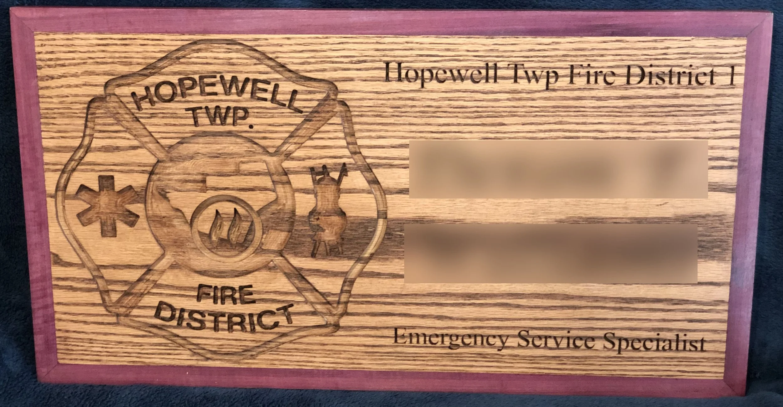 Fire Dept Plaque