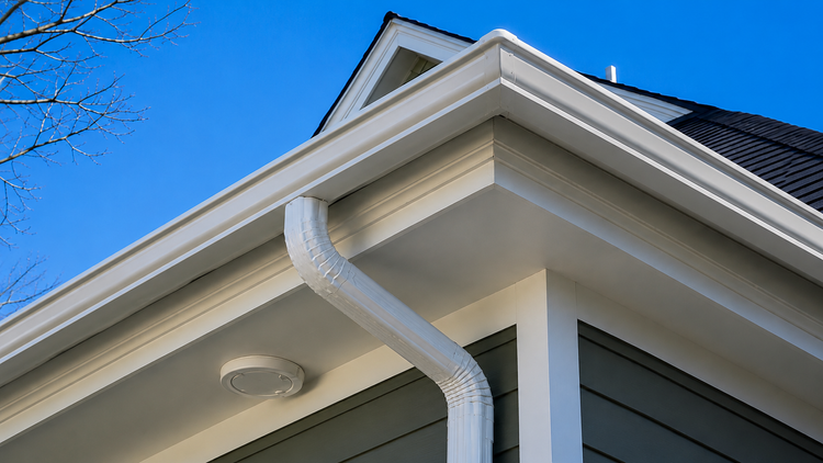 Gutter contractor installing residential gutters for gutter-replacement, gutter-guard, and drainage-system appointments