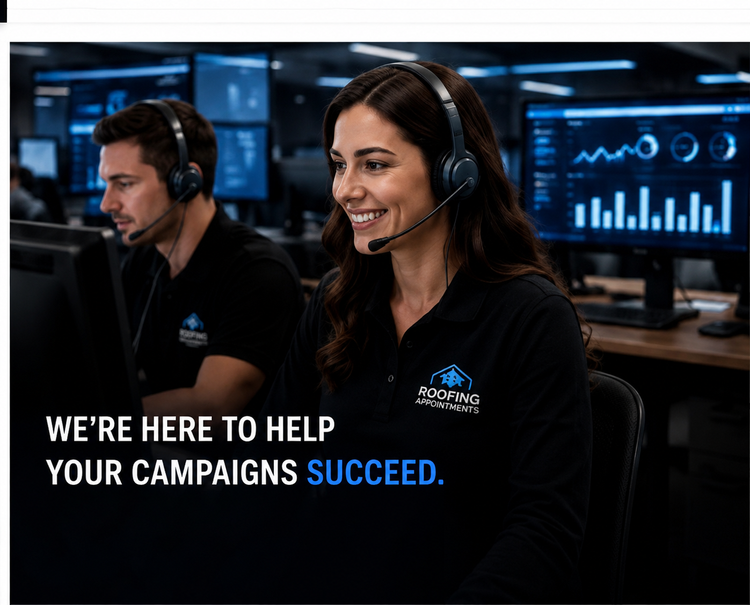 Roofing Appointments client support representatives helping contractor campaigns