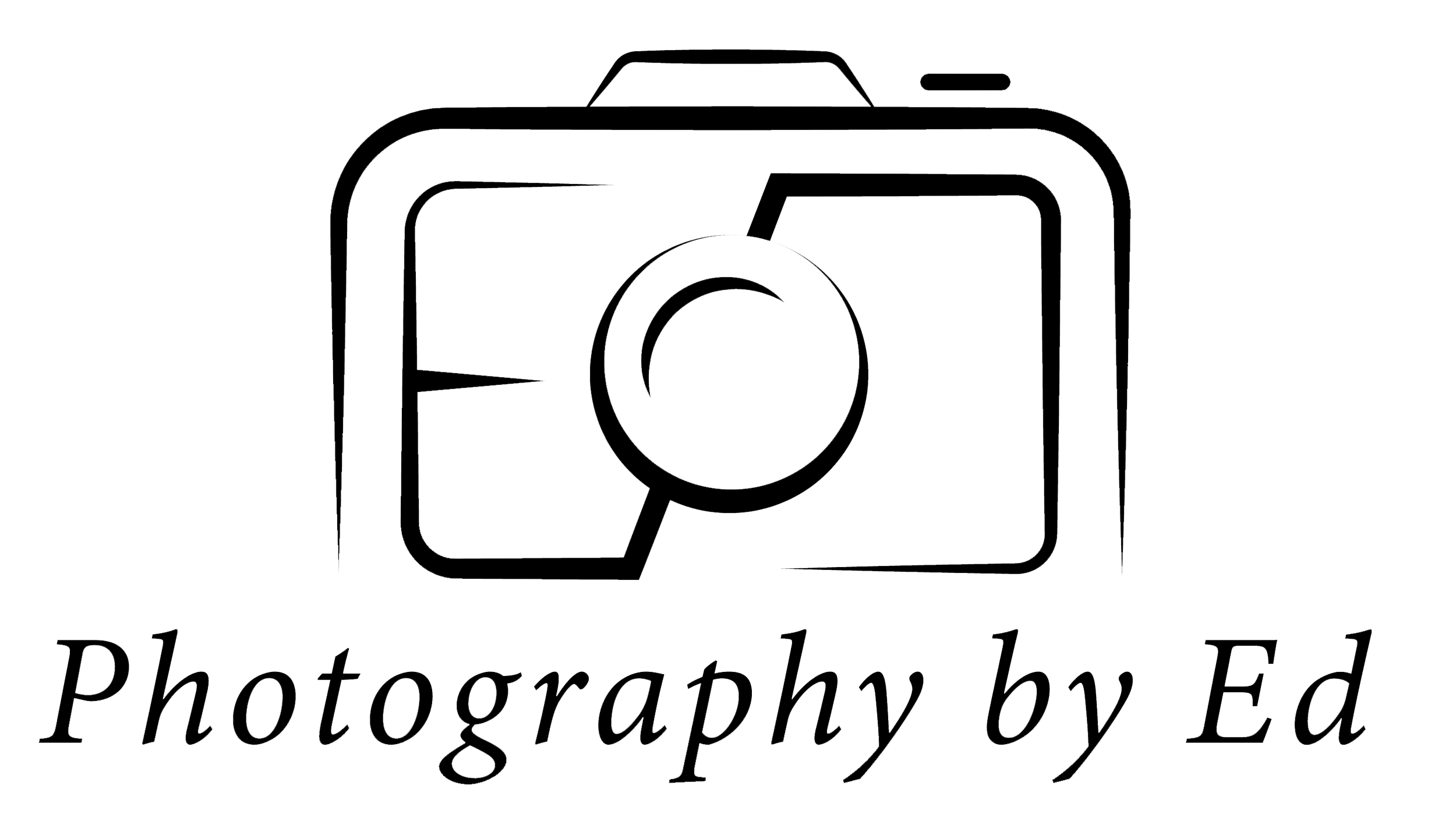 Outline of a camera icon above the text 'Photograpy by Ed' written in cursive.