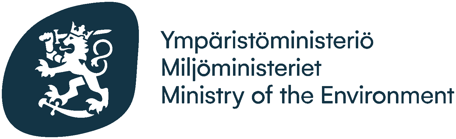 Suomen ympäristöhallituksen logo, jossa sininen leijona ja teksti suomeksi, ruotsiksi ja englanniksi.