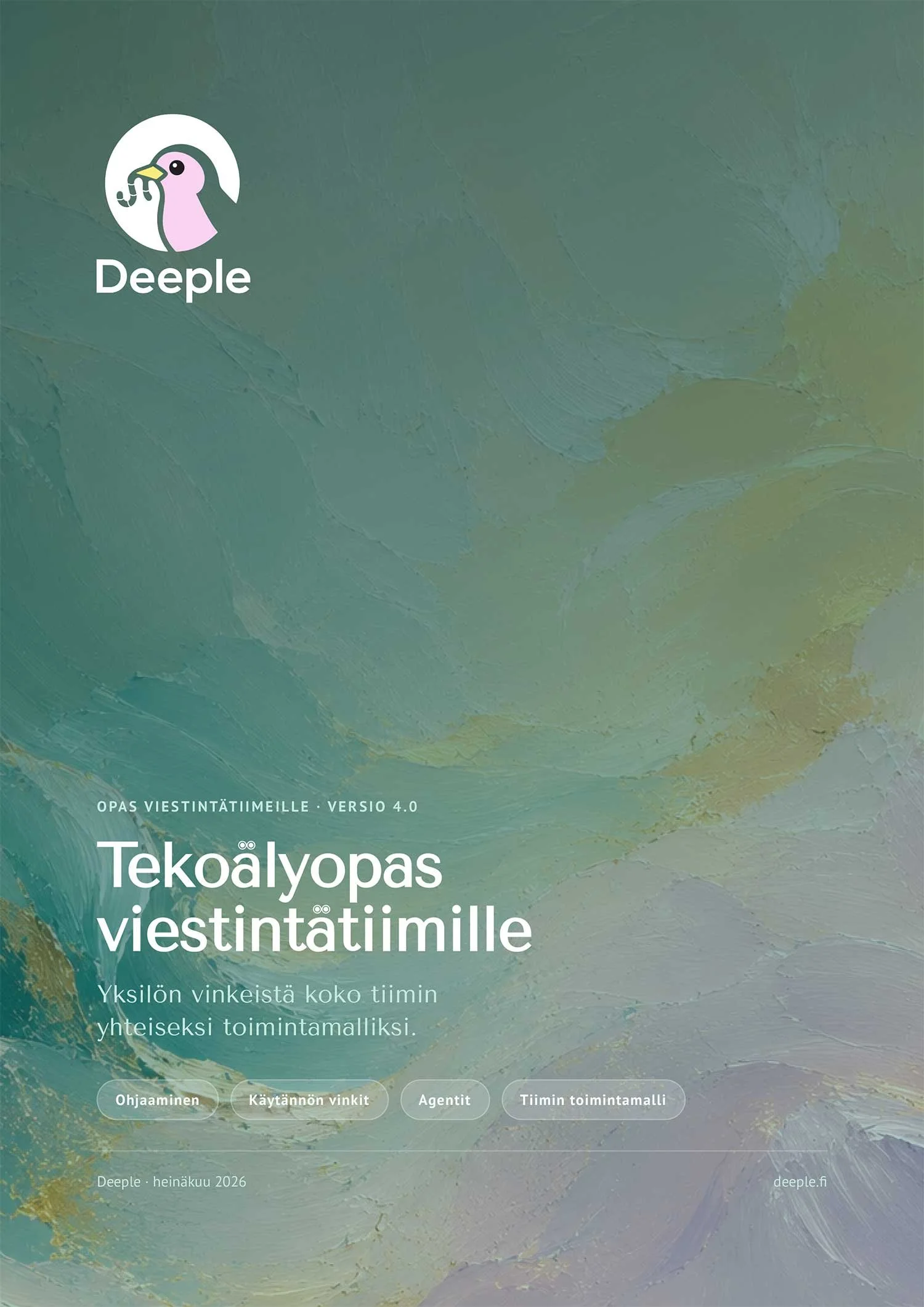 Deeplen 'Tekoälyopas viestintätiimille' oppaan kannesta kuva.