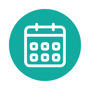Icon of a calendar on a teal background