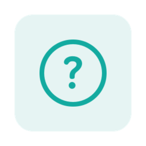 A question mark inside a circle on a light background.
